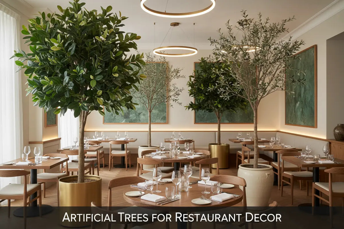 ARICK DECOR artificial tree styled in a modern restaurant interior