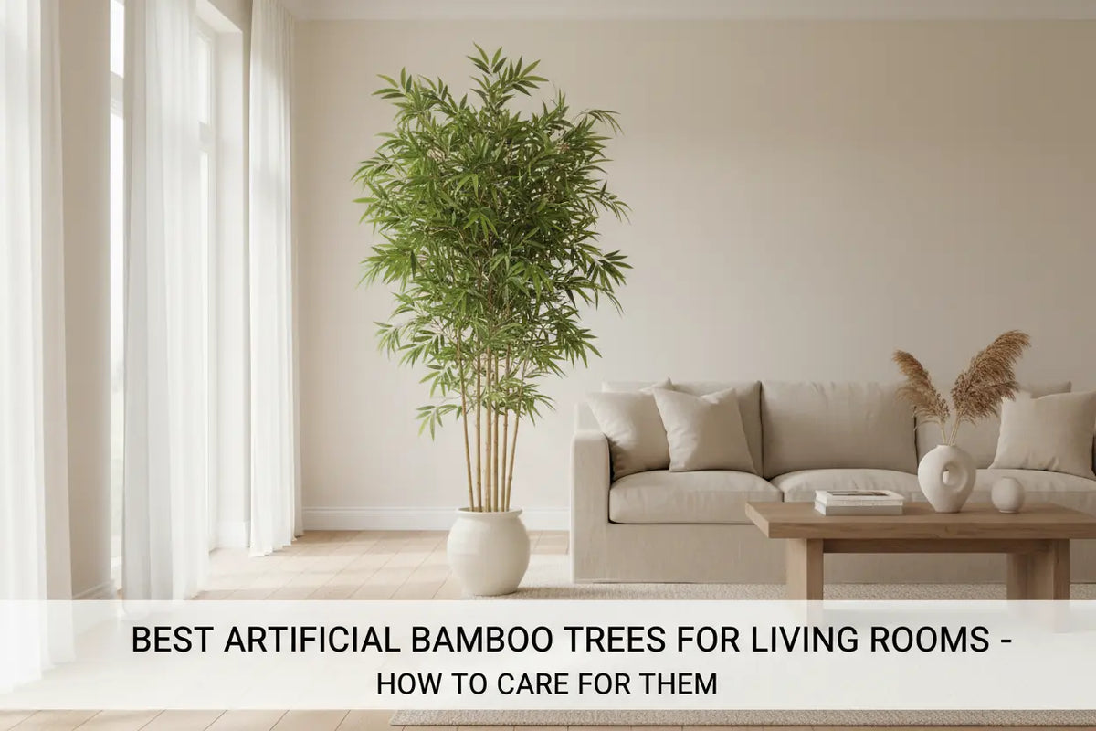 ARICK DECOR artificial bamboo tree styled in a modern living room