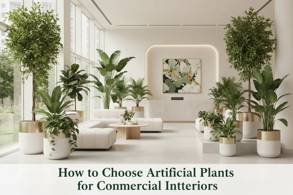 ARICK DECOR artificial plants and tall trees styled in a modern commercial interior
