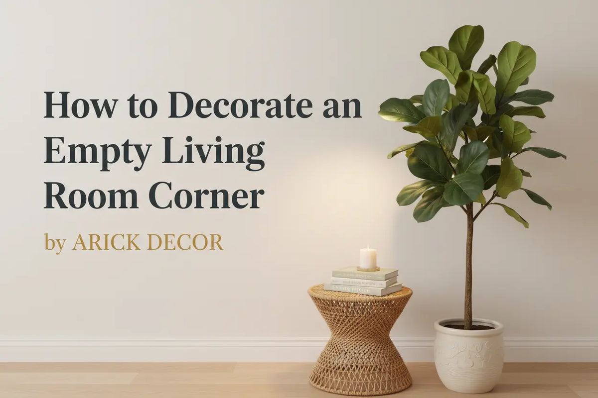 Artificial plant decorating an empty corner in a modern living room by ARICK DECOR