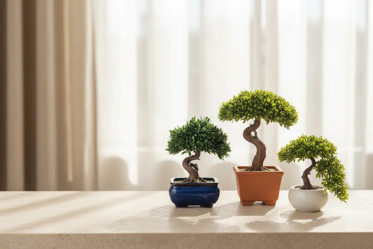 Small ARICK DECOR artificial bonsai plant styled on a modern interior table