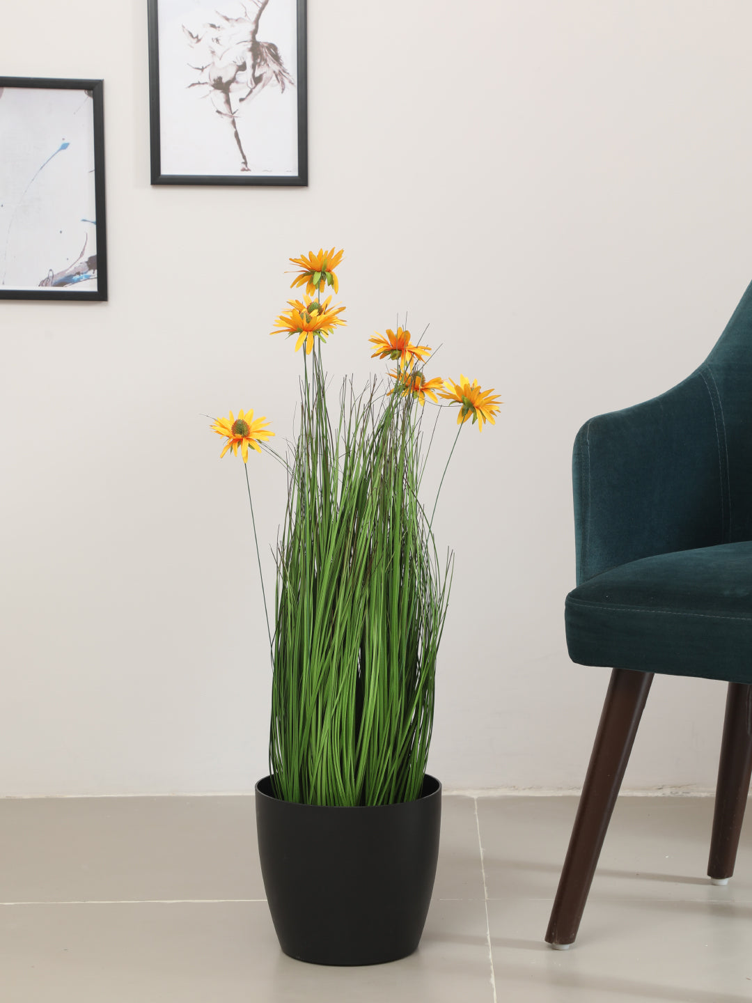 2.7Ft Artificial Real Touch Imported Allium Grass & Flowers Plant with Pot