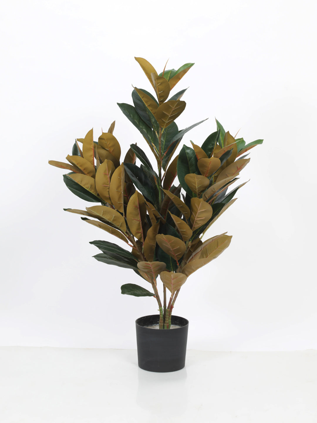 2.7Ft Artificial Rubber Plants with Basic Black Pot