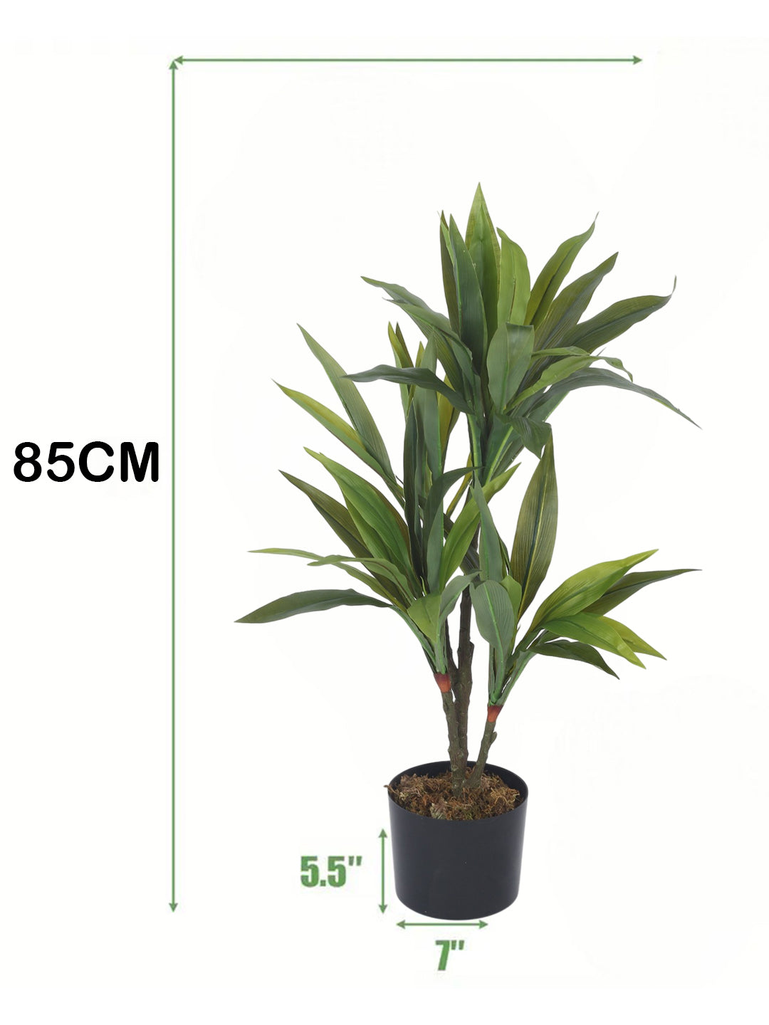 2.4Ft Artificial Dracaena Plants for with Basic Black Pot