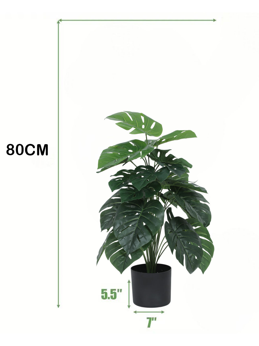 2.6Ft Artificial Monstera Plants with Basic Black Pot | 24 Leaves