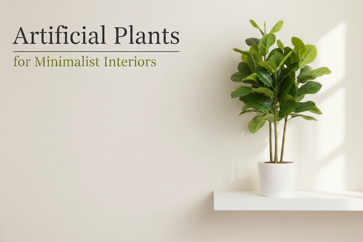 Artificial plants styled in a minimalist modern interior by ARICK DECOR