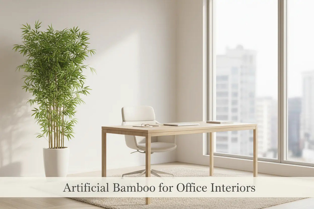 ARICK DECOR artificial bamboo plant styled in a modern office interior