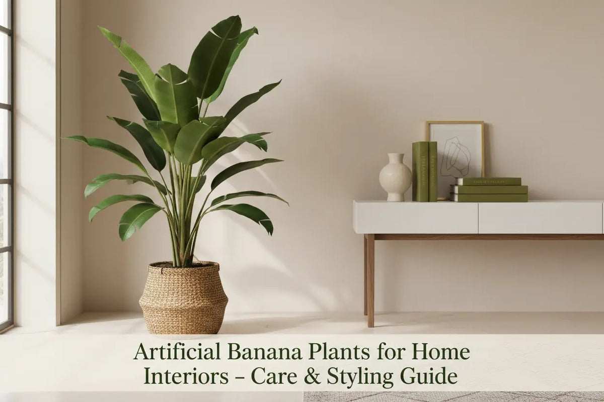 ARICK DECOR artificial Banana Plant styled in a modern home interior
