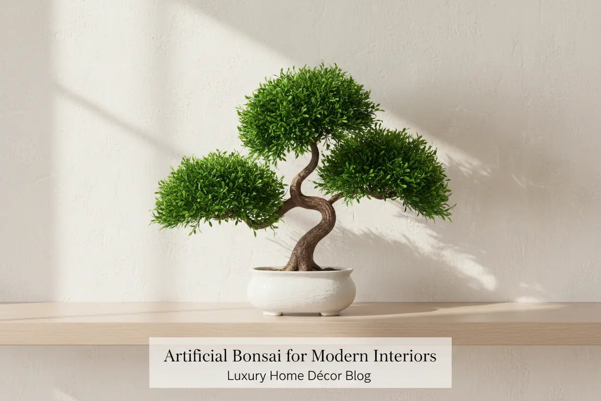 ARICK DECOR artificial bonsai styled in a modern contemporary interior