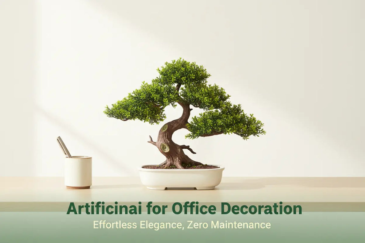 ARICK DECOR artificial bonsai plant decorating a modern office desk
