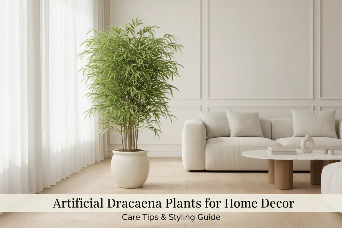 ARICK DECOR artificial Dracaena plant styled in a modern home interior