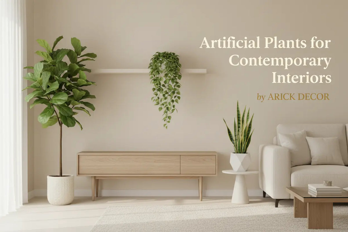 Artificial plants styled in a contemporary interior by ARICK DECOR