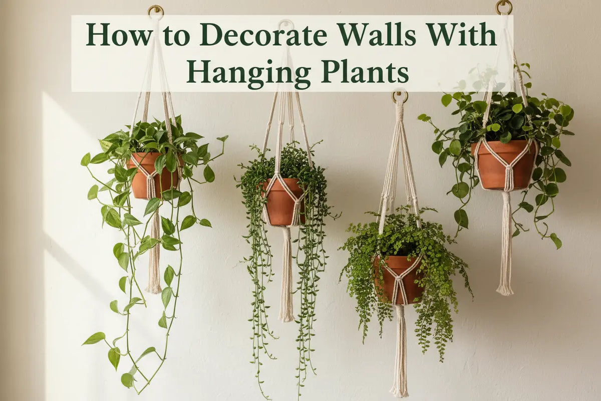 ARICK DECOR artificial hanging plants arranged as a stylish green wall in a modern interior