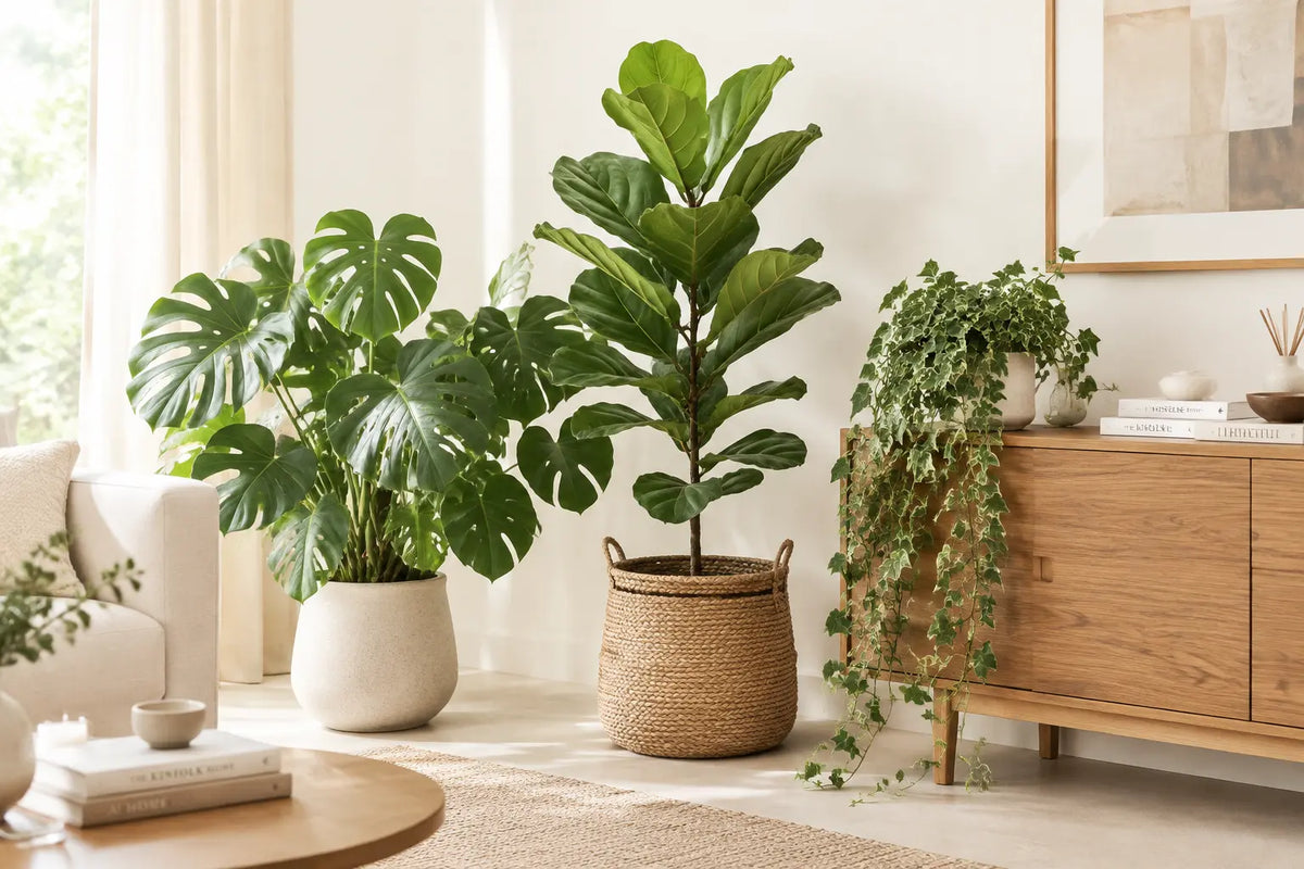 Indoor artificial plants styled for stylish modern home interiors