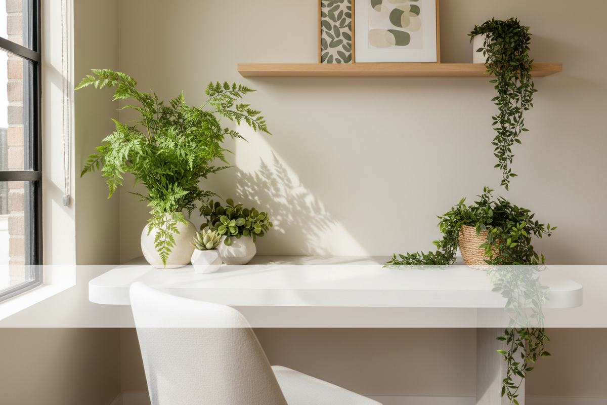 Tall artificial plant for office corner decoration