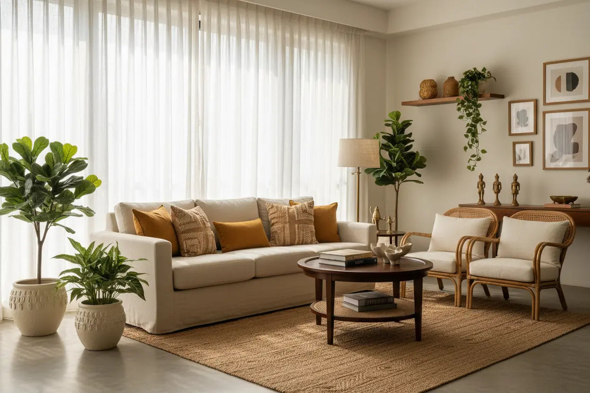  Artificial plants styled in a modern living room