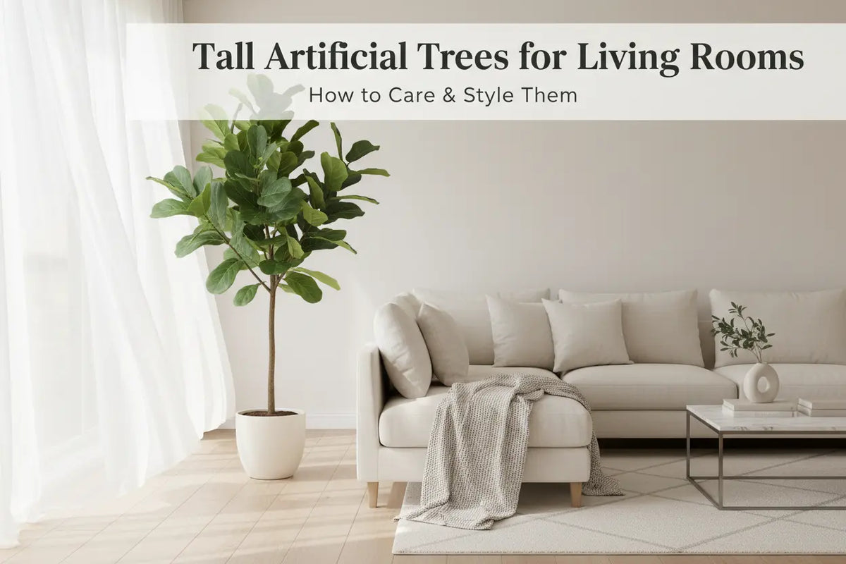 Tall artificial Fiddle Leaf Fig tree for modern home decor