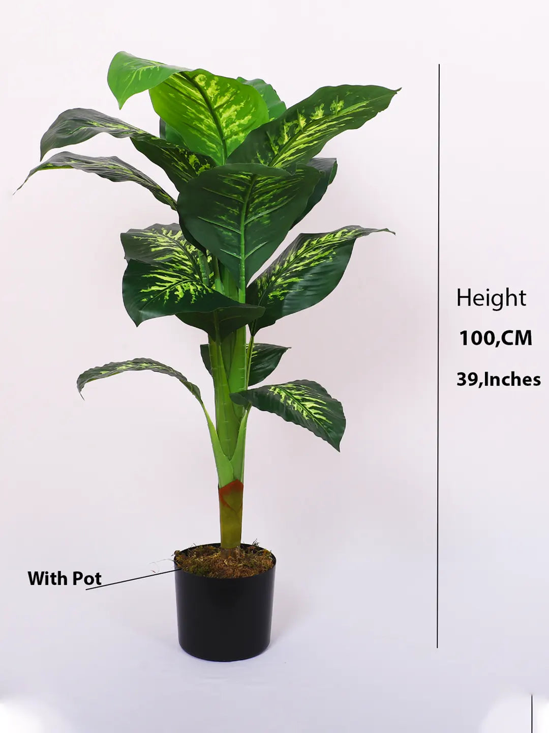 3.2Ft Artificial Dieffenbachia Plant Trees with Pot