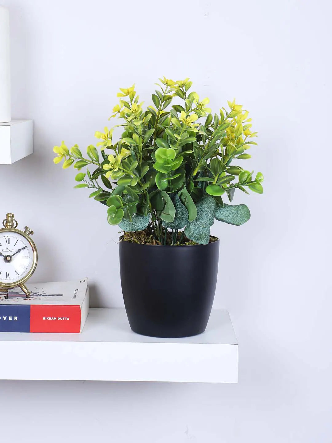 1.1Ft Artificial Potted Plant Mini Faux Greenery in Sleek Black Pot