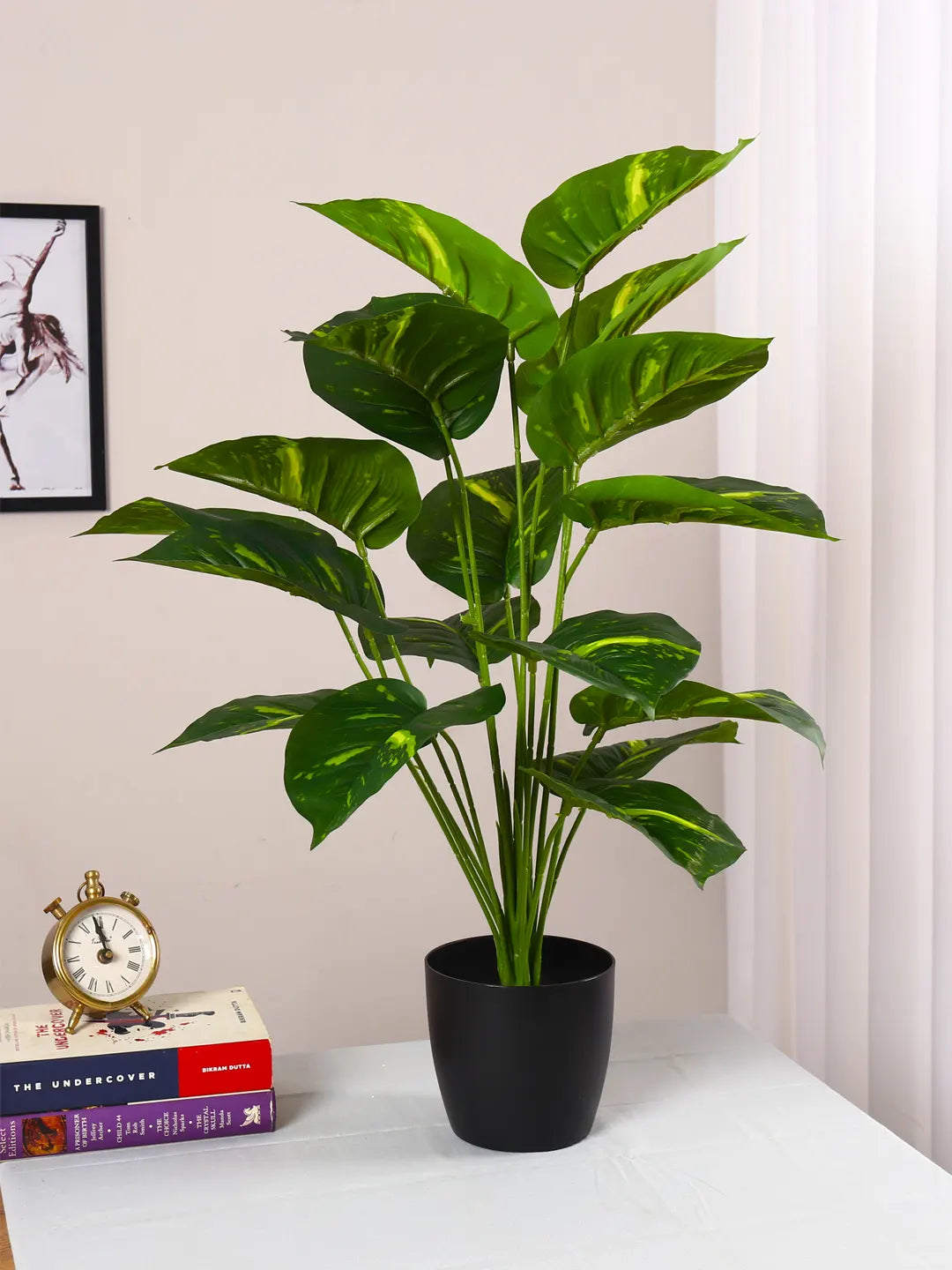 2.1Ft Artificial Photosh Floor Plant with 18 Big Leaves with Pot