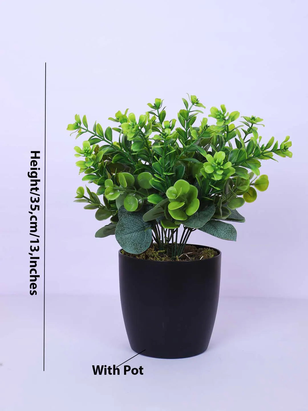 1.1Ft Artificial Potted Plant Mini Faux Greenery in Sleek Black Pot