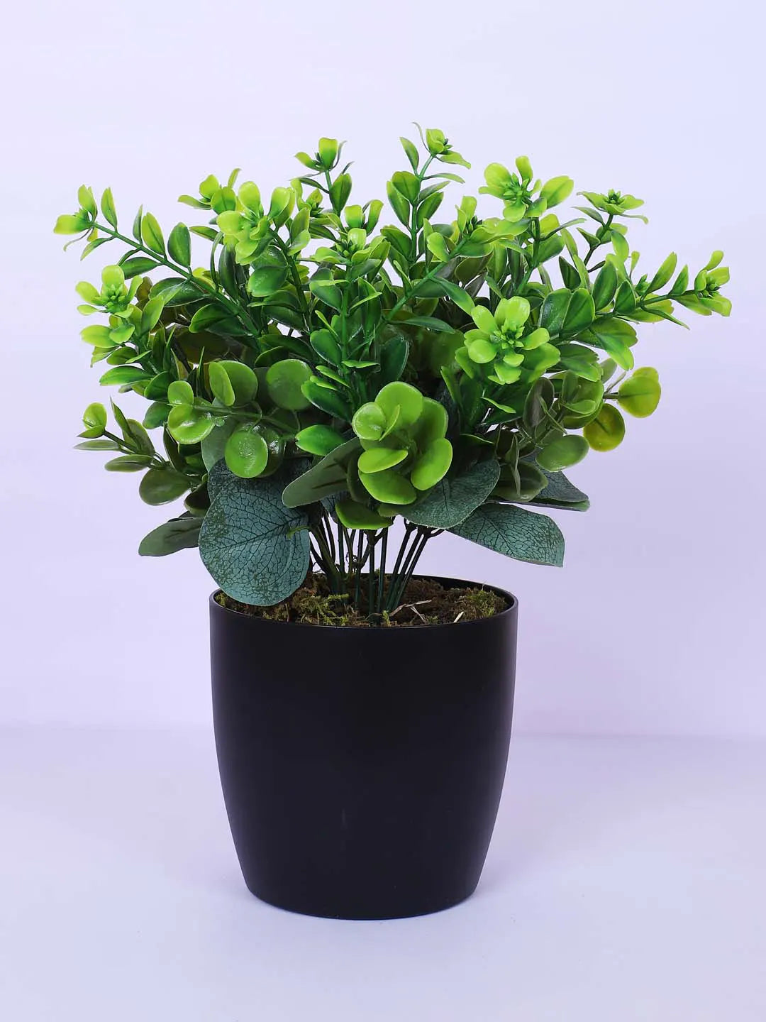 1.1Ft Artificial Potted Plant Mini Faux Greenery in Sleek Black Pot