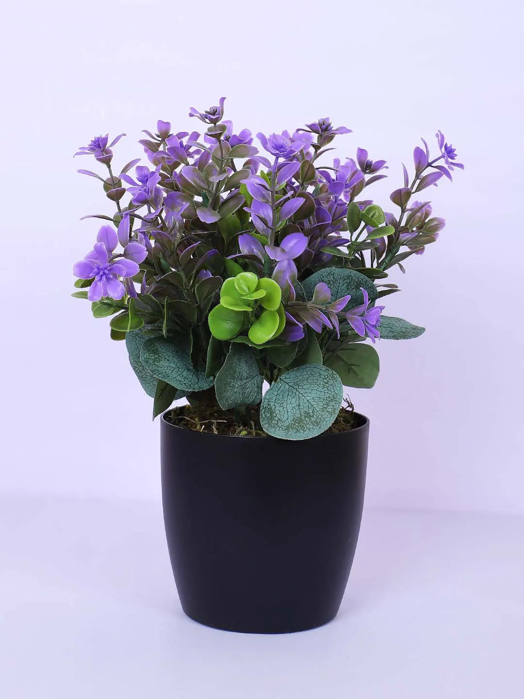 1.1Ft Artificial Potted Plant Mini Faux Greenery in Sleek Black Pot