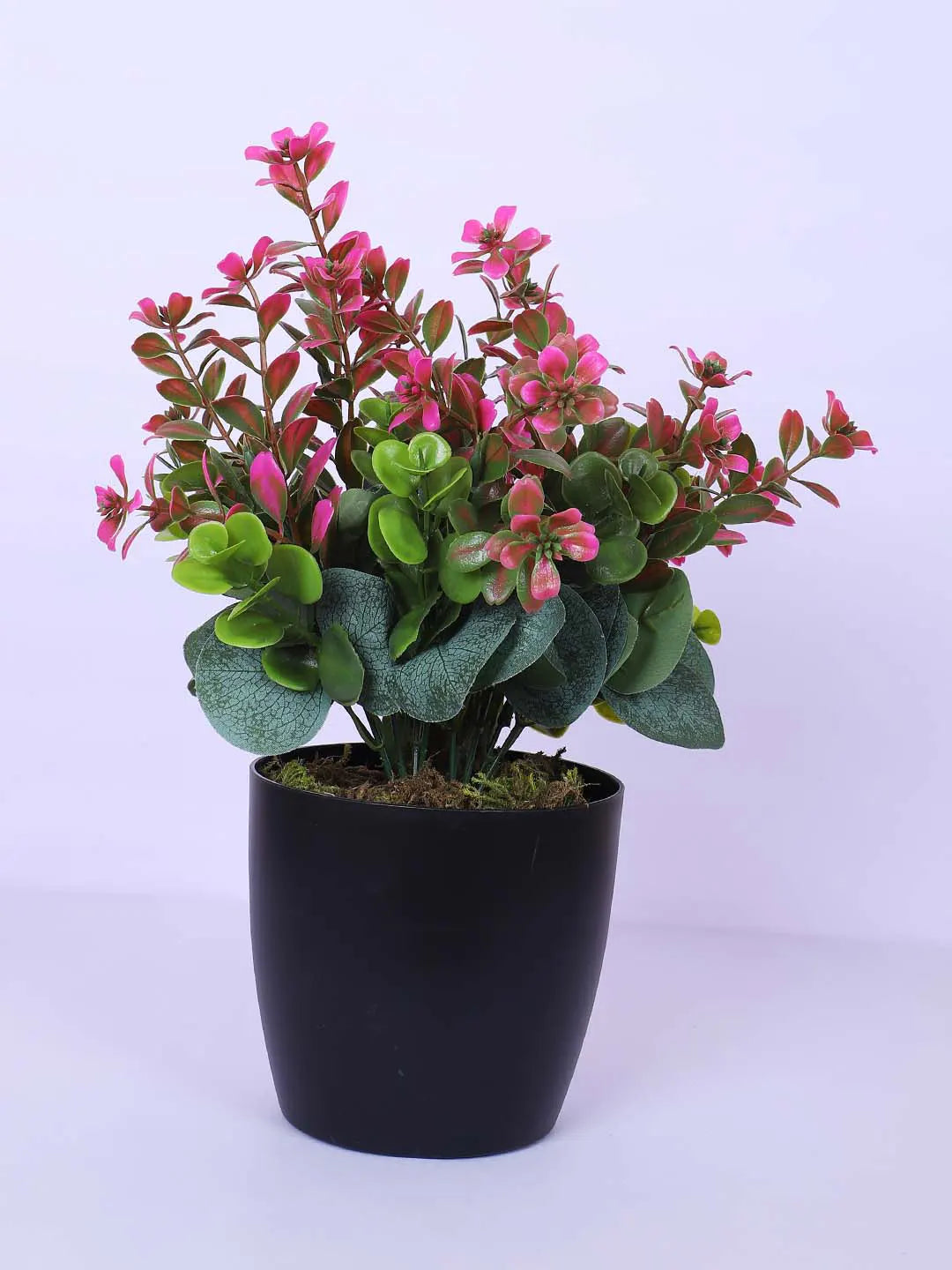 1.1Ft Artificial Potted Plant Mini Faux Greenery in Sleek Black Pot