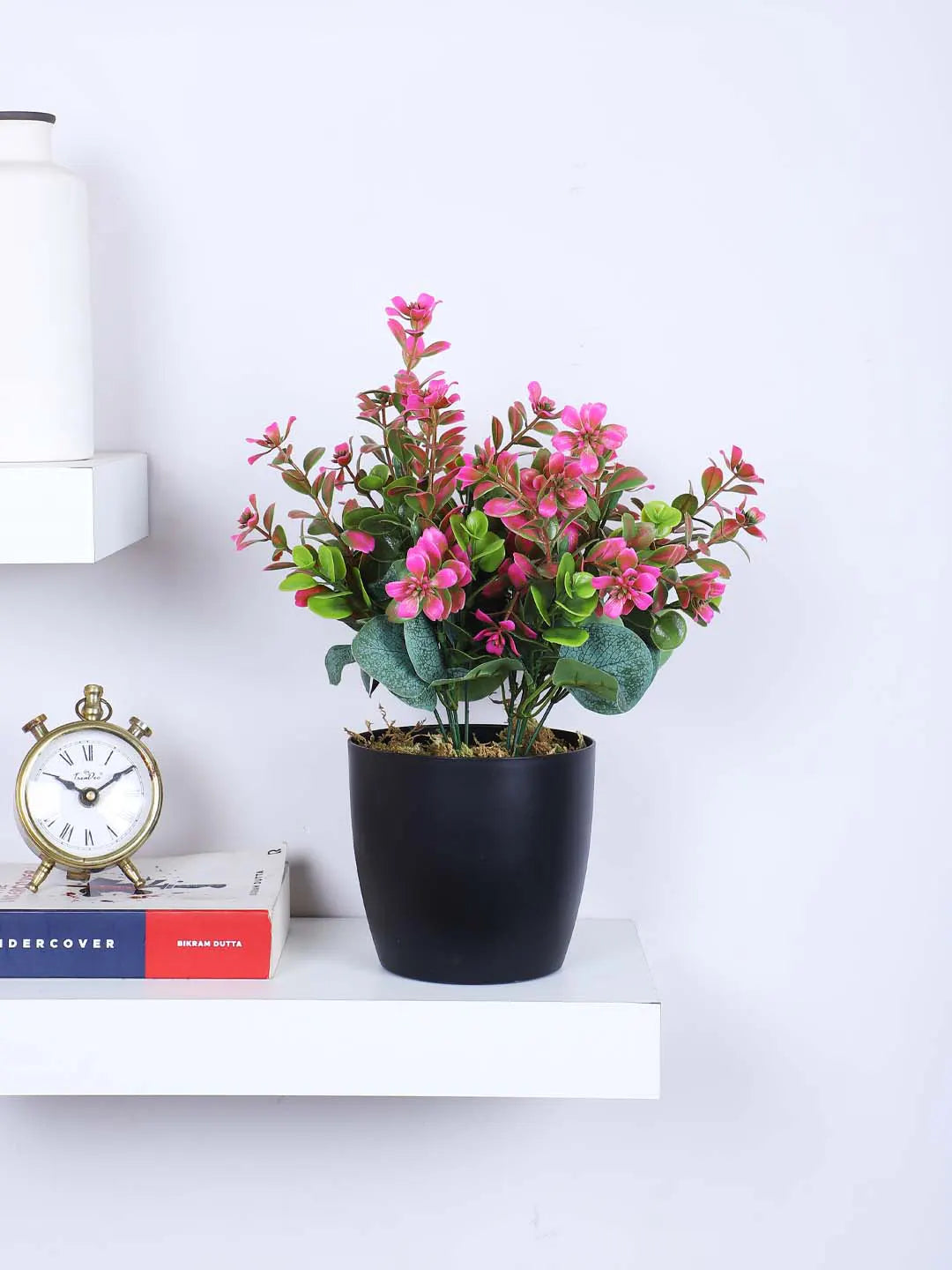 1.1Ft Artificial Potted Plant Mini Faux Greenery in Sleek Black Pot