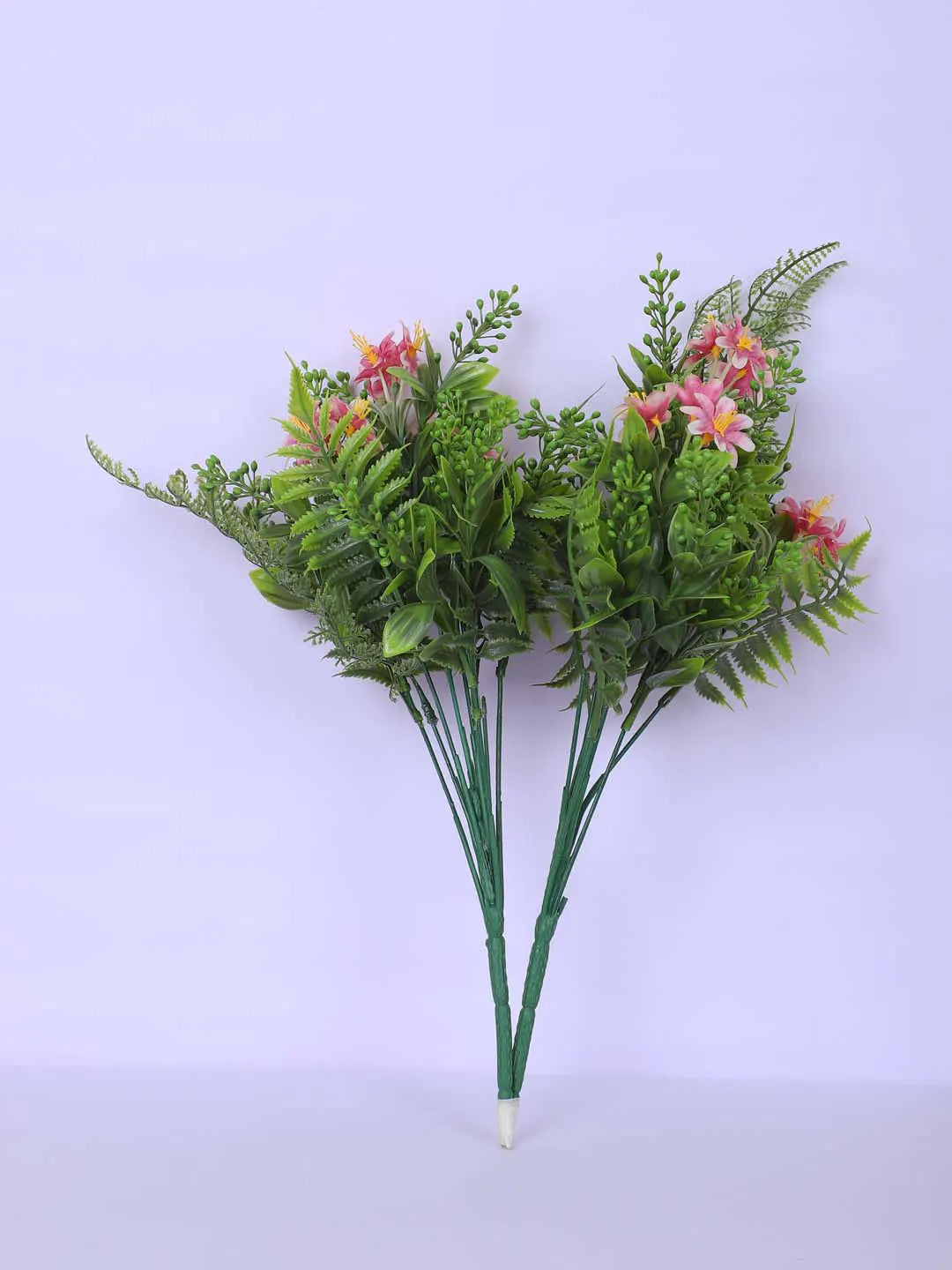 1.1Ft Artificial Flower With Green Leaves Plant With Black Pot