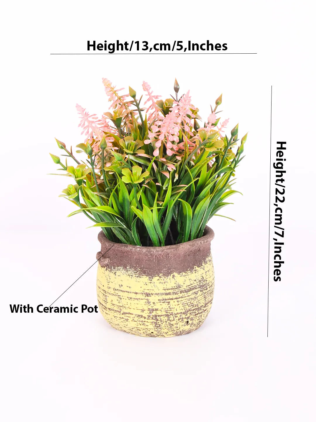 Artificial Flowers Plants Potted Green Bonsai With seremec Pot