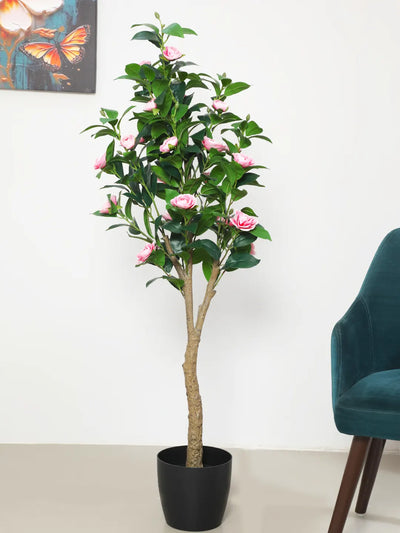 5Ft Artificial Camellia Rose Flowers Plants For With Pot