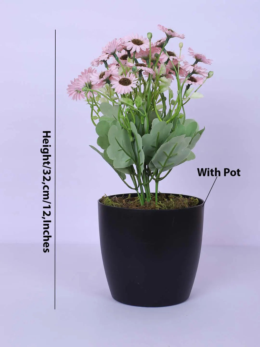 1Ft Artificial Dutch Daisy Flower Potted Plant With Black Pot