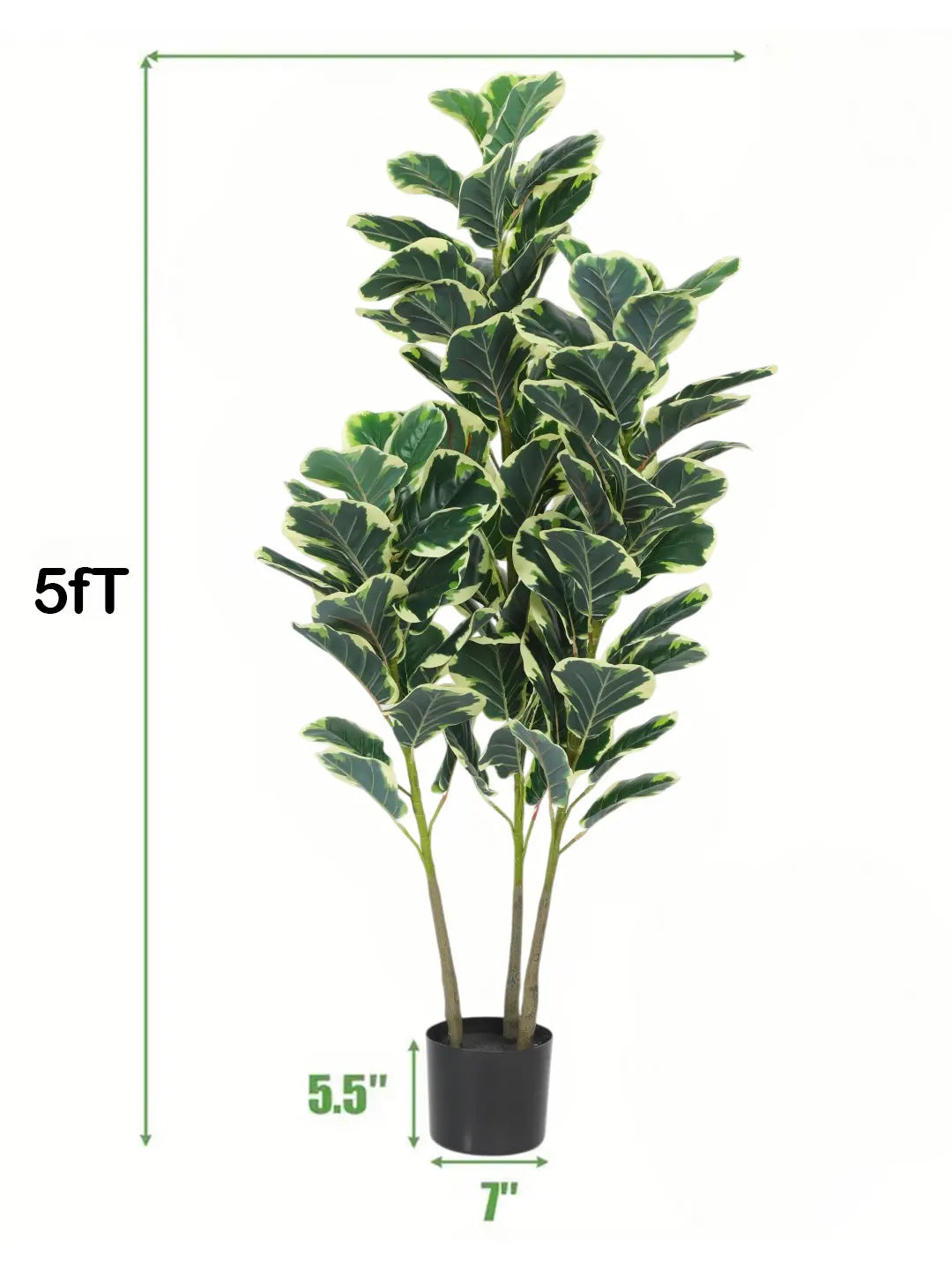 5.Ft Artificial Variegated Fiddle Leaf Fig Plants for with Pot