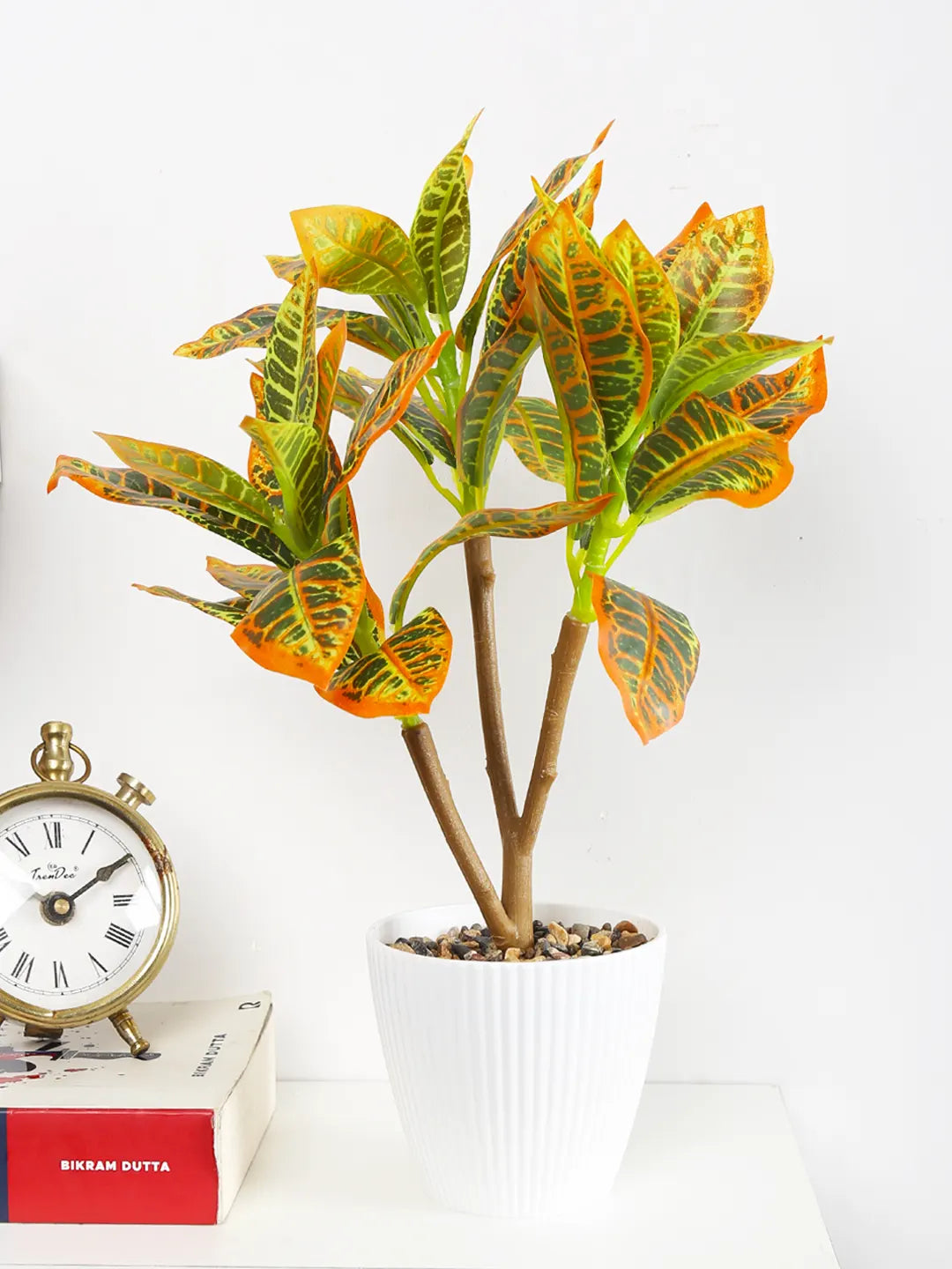 Artificial Croton Potted Bonsai Plant with Pot
