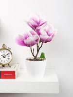 Artificial Magnolia Flower Bonsai Plant with Pot