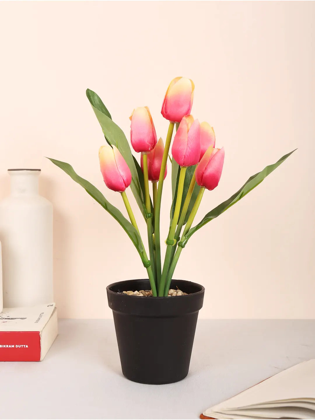 Artificial Mini Tulip Flpower Bonsai Plant with Pot