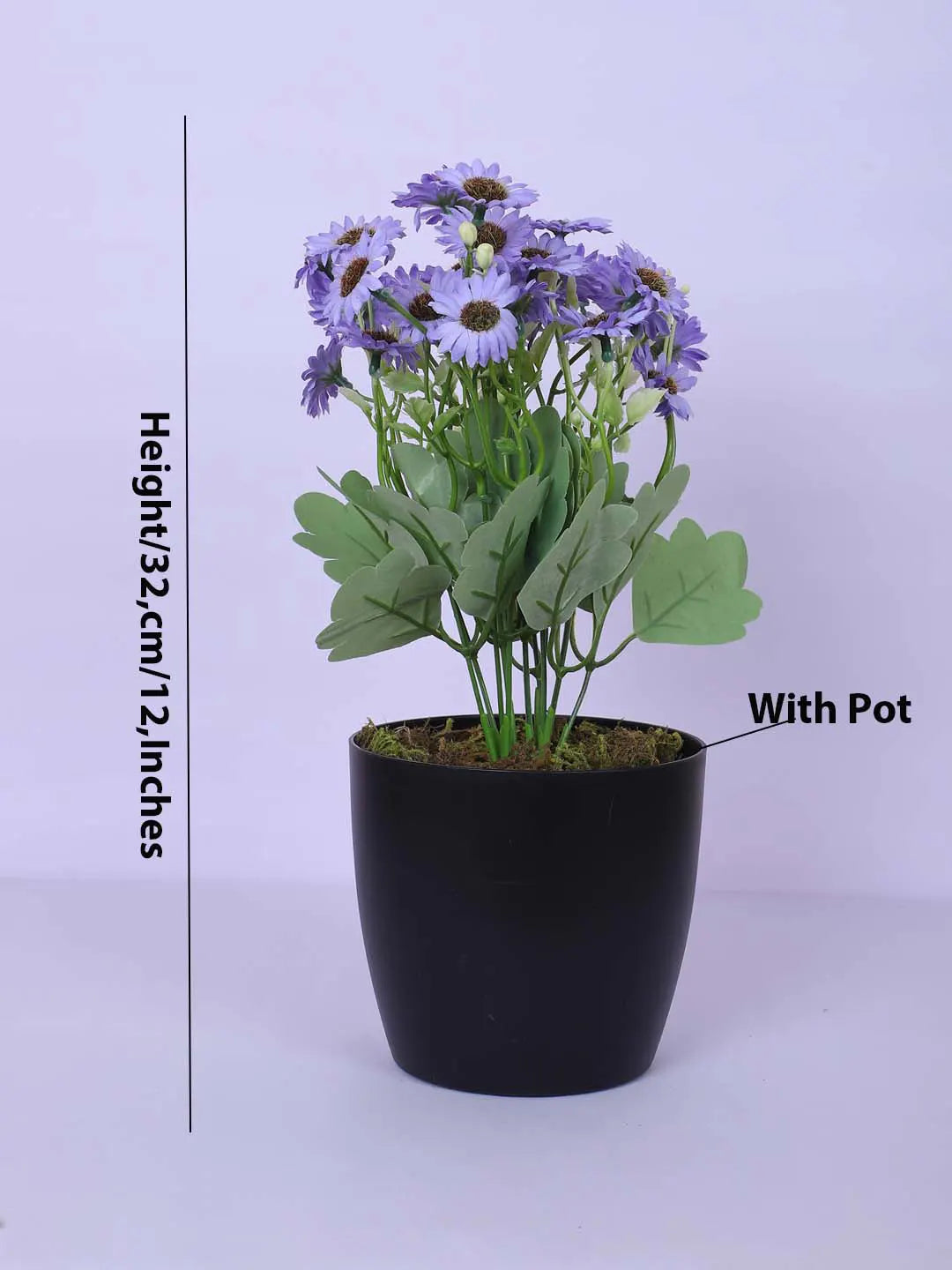1Ft Artificial Dutch Daisy Flower Potted Plant With Black Pot
