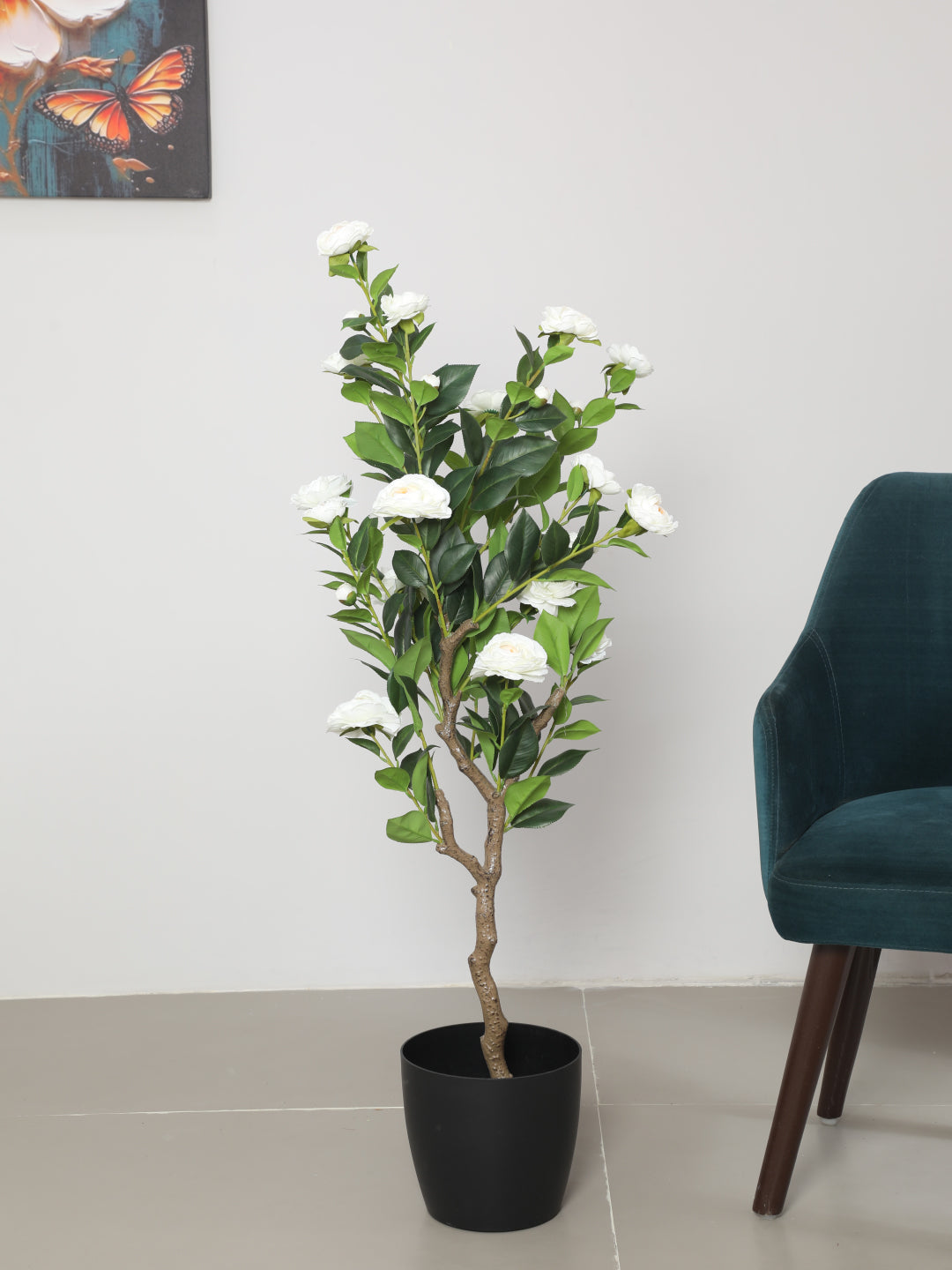 4.Ft Artificial Camellia Rose Flowers Plants for with Pot