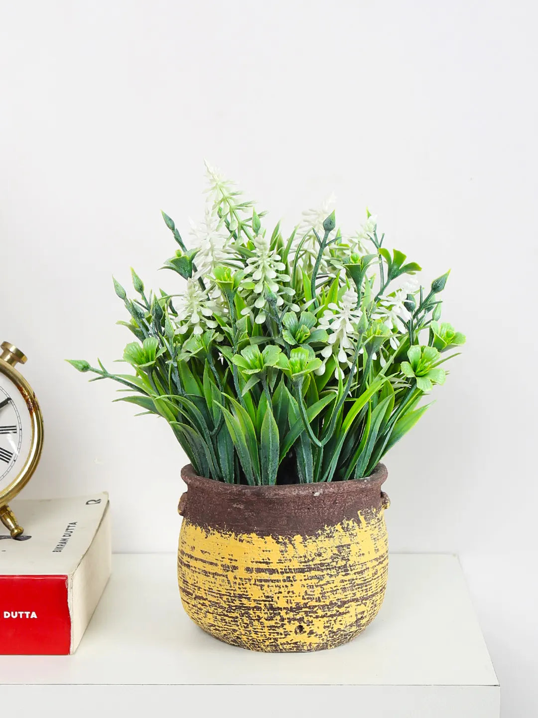 Artificial Flowers Plants Potted Green Bonsai With seremec Pot