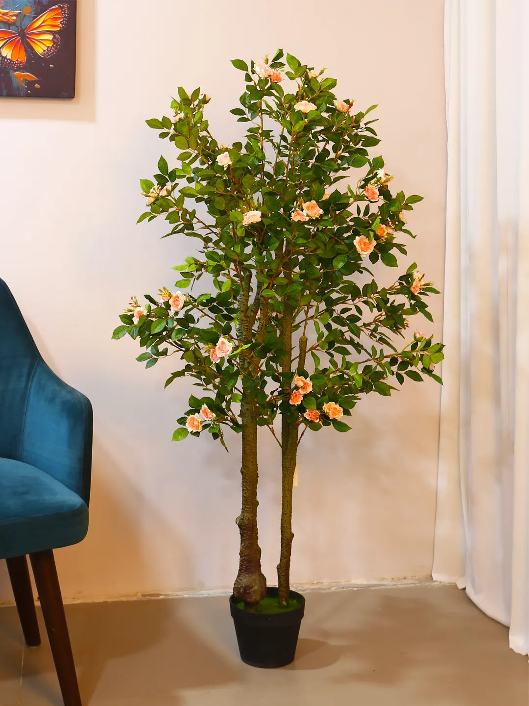 4.2Ft Artificial Mini Rose Flowers Plants with Pot