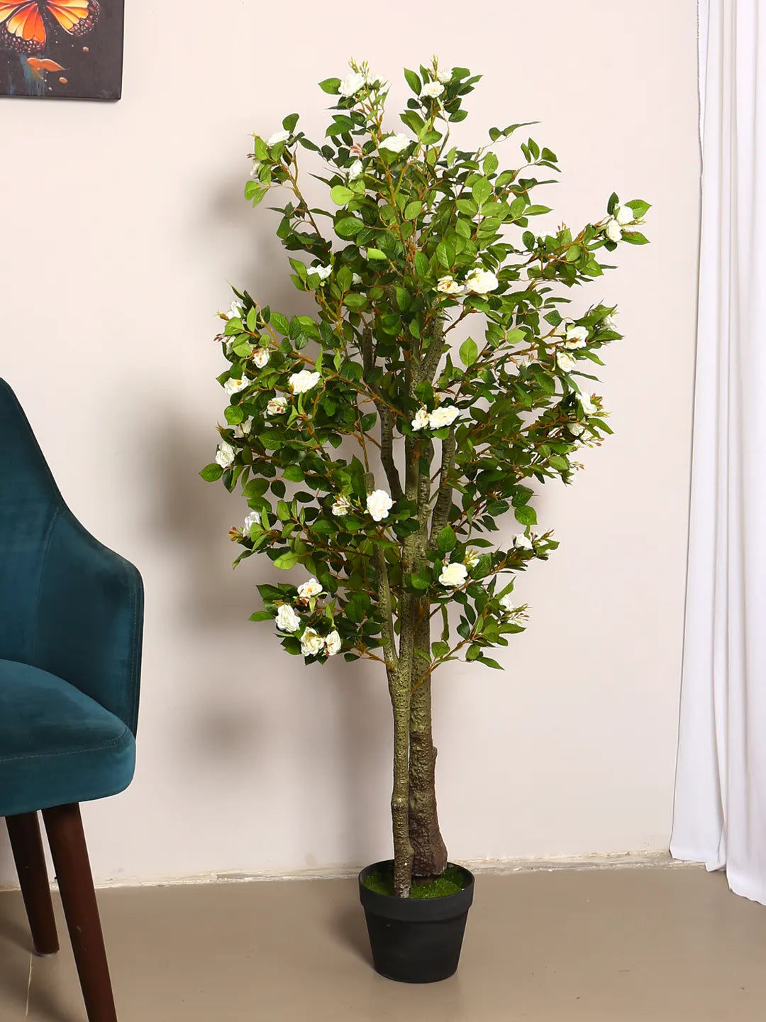 4.2Ft Artificial Mini Rose Flowers Plants with Pot