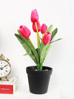 Artificial Mini Tulip Flpower Bonsai Plant with Pot