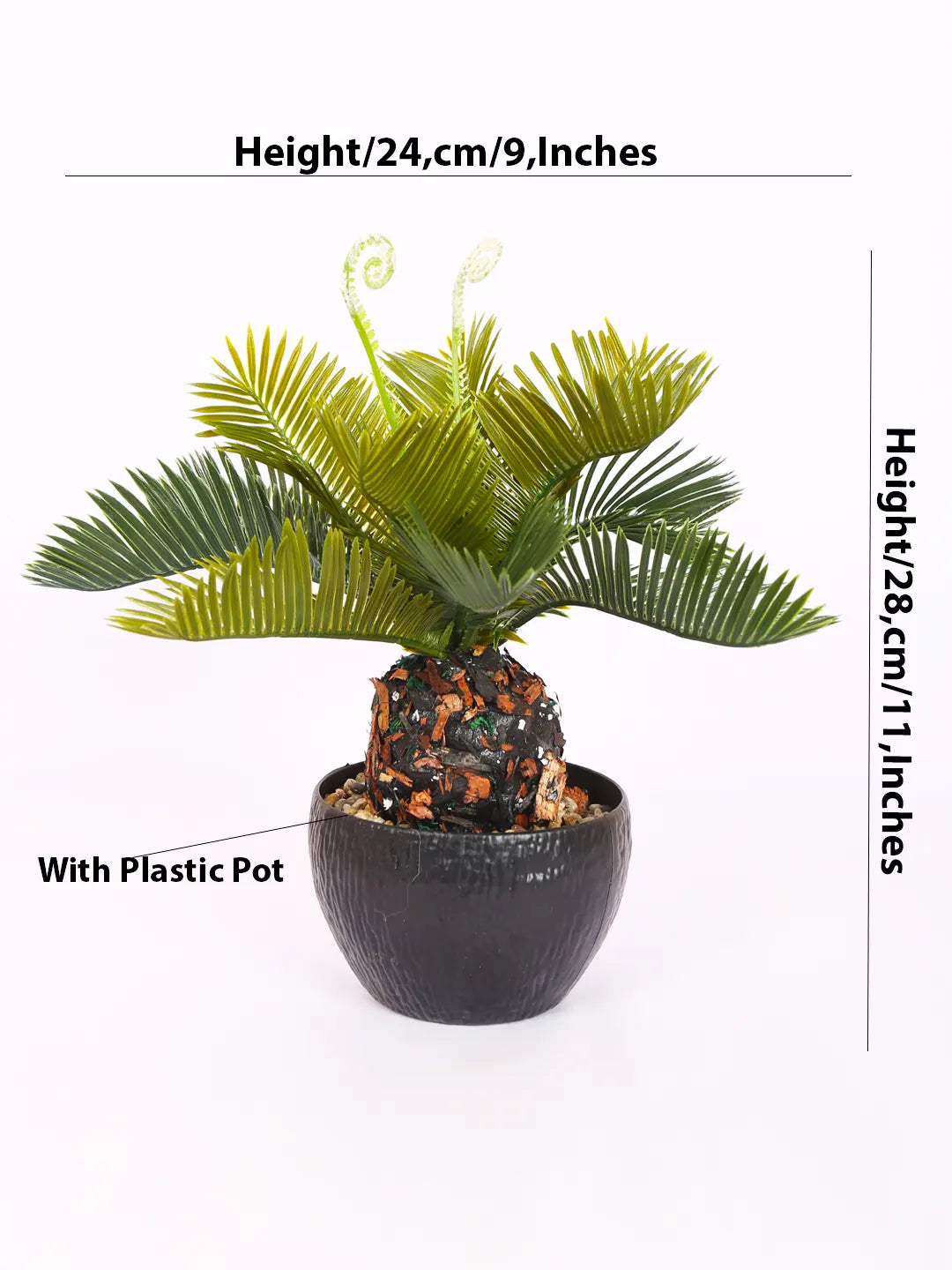 Artificial Cycas Bonsai Plant with black Pot