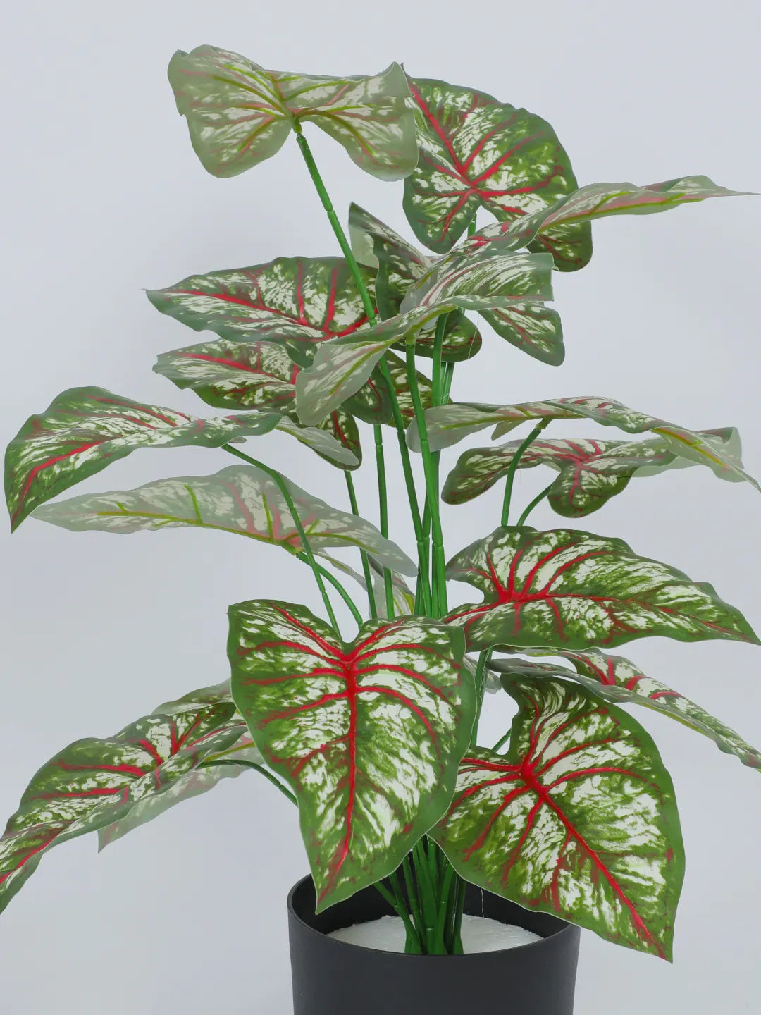 2.2Ft Artificial Plant Tropical Caladium 18 Leaves With Black Pot