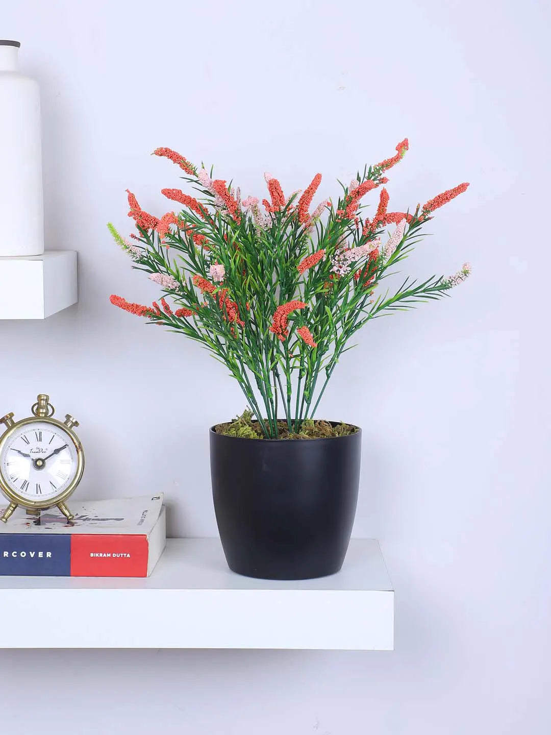 1.1Ft Artificial Potted Plant Mini Faux Greenery in Sleek Black Pot