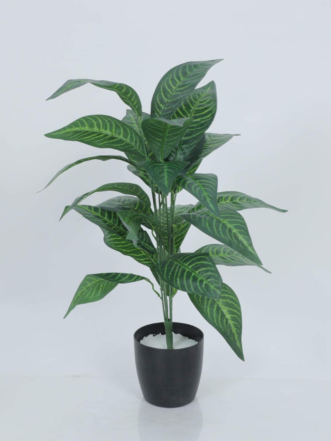 2.2Ft Artificial Green Croton Plants|26 Leaves With Black Pot