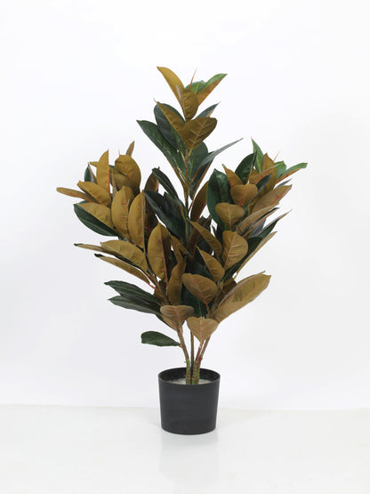 2.7Ft Artificial Rubber Plants with Basic Black Pot