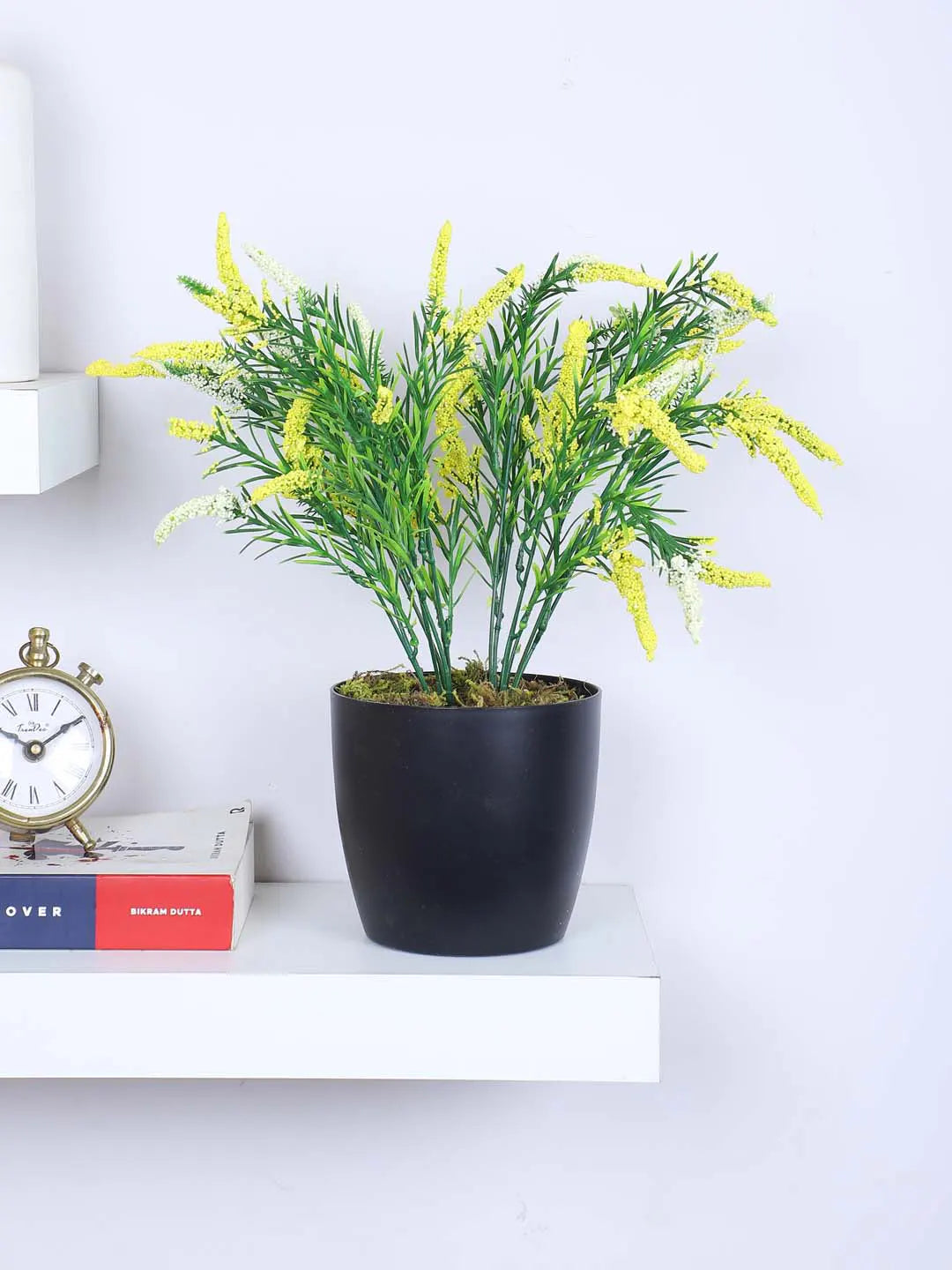 1.1Ft Artificial Potted Plant Mini Faux Greenery in Sleek Black Pot