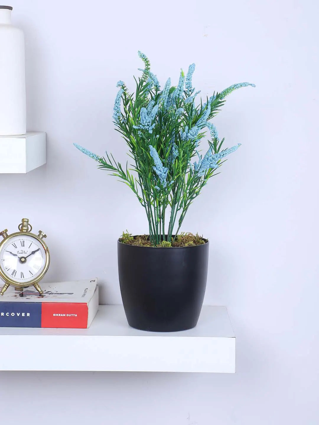 1.1Ft Artificial Potted Plant Mini Faux Greenery in Sleek Black Pot